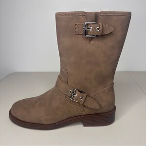 DV by Dolce Vita Payce Brown Moto Boots Women’s Size 10 Mid Calf Faux Leather